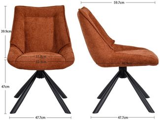 Duhome Esszimmerstuhl (8626A), 180° drehbar, Automatische Rückstellfunktion, Chenille-Stoff