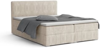 Deine Möbel 24 Boxspringbett LON IV Boxspring Komplettbett Polsterbett Bonellfederkernmatratzen (Cord Beige Creme Grau Dunkelgrau Graphit Schwarz, 3-St, Boxbett Cord Cord-Samt 140x200 160x200 180x200 200x200), inkl. Bettkasten Topper Matratzen H3 H4