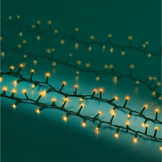 Lumineo LED-Lichterkette Lumineo Lichterkette COMPACT 3000 LED 60m klassisch warm, grünes Kabel, Dimmbar, Timer, Indoor/Outdoor, + 5 m Zuleitung