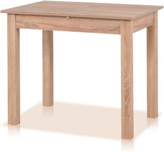 smart Esstisch 60x90 cm Eiche, Küchentisch ausziehbar bis 130 cm, Esszimmertisch aus Holzwerkstoff inkl. erweiterbare Auszugsplatte, moderner Tisch für bis zu 6 Personen