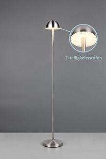 lightling LED Stehlampe Mendi, Lichtfarbe verstellbar, LED fest integriert, Tageslichtweiß, 4-Fach Touch, USB-C, Ladestation, nickel matt