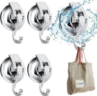 BlingBin Wandhaken 4 Pack Saugnapf Haken Handtuchhalter Ohne Bohren, Badezimmer, (4er Set, 4-St, 4pcs), Extra Stark für Küche, Badezimmer, Wohnmobil, Büro und Schlafzimmer