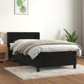 vidaXL Boxspringbett mit Matratze Schwarz 100x200 cm Samt 3130885