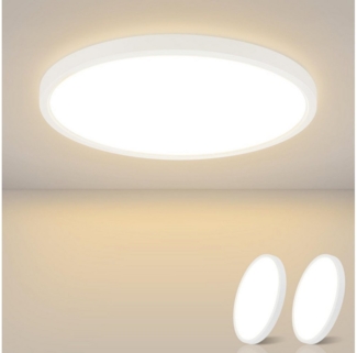 Nettlife LED Panel Deckenleuchte Schwarz/Weiß Flach Rund 15W 18CM Klein Badezimmerlampe, IP44, LED fest integriert, Warmweiß, für Badezimmer Flur Küche Balkon Schlafzimmer