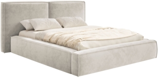 Selsey 'Tilves' Polsterbett 180x200 mit Bettkasten, Lattenrost, Velours, greige