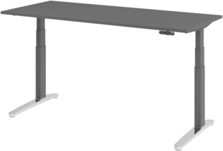 bümö elektrisch höhenverstellbarer Schreibtisch 180x80 cm mit Memory-Steuerung - Design Schreibtisch höhenverstellbar elektrisch, elektrischer Schreibtisch graphit, Gestell graphit/alu, XBHM-19-G-GC