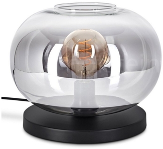 hofstein Tischleuchte Tischlampe aus Metall/Glas in Schwarz/Rauchfarben/Klar, ohne Leuchtmittel, mit Glasschrim(30cm), Schalter am Kabel, 1x E27, ohne Leuchtmittel