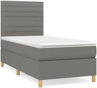 vidaXL Boxspringbett mit Matratze Dunkelgrau 100x200 cm Stoff 3142394