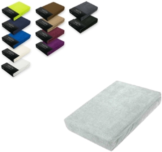 EXKLUSIV HEIMTEXTIL Frottee Spannbettlaken 90 - 100 x 200 cm Silber 80% Baumwolle 20% Polyester Öko - Tex Zertifiziert Bed-Sheet Bettlaken Spannbetttuch Topper Leinentuch