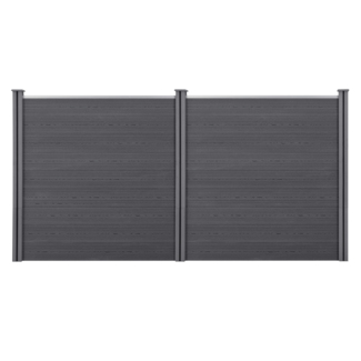 Gartenzaun Getafe WPC mit Pfosten 183x357 cm Grau neu. holz