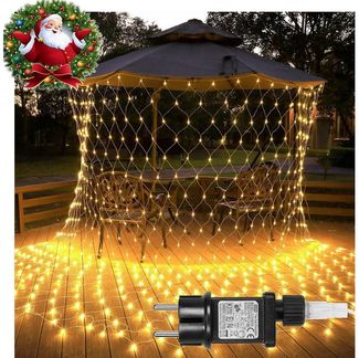 MUPOO LED-Lichternetz LED Lichternetz Warmweiß,6W Energiesparen, 8 Modi Lichterkette,6x4 m, 8 Modi, Energiesparen,Timer-Funktion, Speicher-Funktion