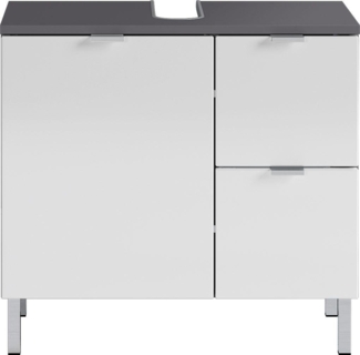 Germania WB-Unterschrank 8529-569 GW-MAURESA, in graphit/weiß, Fronten in Hochglanz, zwei Schubkästen, Oberboden mit Aussparung für Siphon, 60 x 56 x 34 cm (BxHxT)