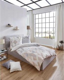 Kaeppel Satin Wende Bettwäsche Expression Taube Dreiecke Grau 155x220 cm Steingrau