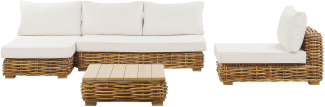 Lounge Set VARALLO Rattan Goldbraun Rechtsseitig