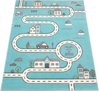 Paco Home Kinderteppich Diamond 710, rechteckig, Höhe: 17 mm, Kurzflor, Straßen-Spiel-Teppich, Kinderzimmer