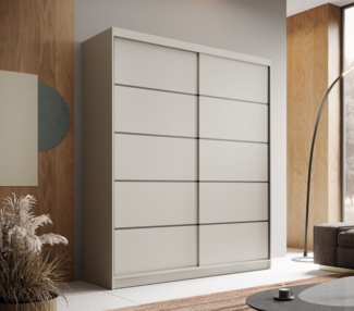 MOEBLO Schiebetürenschrank SIENNA 180 (6 Fächer & Kleiderstange, platzsparend mit Schiebetüren, modernes Design, Schwebetürenschrank 2-türig Schrank Garderobe Schiebtüren Schlafzimmer) (BxHxT): 180x215x58 cm