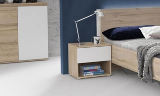 Nachtkonsole Nachtschrank 45cm Bianco Eiche weiß