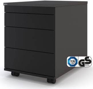 ASSMANN Rollcontainer Pontis mit Metallfront und 3 Schubladen Anthrazit 42 x 58 x 53 cm Holz