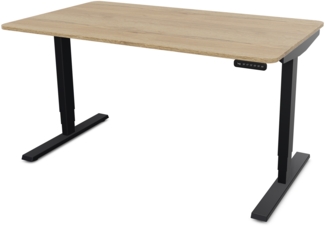 ASSMANN Elektrisch höhenverstellbarer Schreibtisch Y-Line Curved 140x70 cm Eiche Natura Schwarz Metall Holz