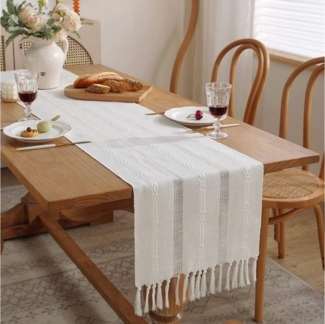 Lollanda Tischläufer Boho Tisch Läufer mit Quasten rustikal Table Runner,32x275 cm