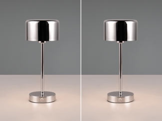 2er SET Akku Tischleuchten, per USB aufladbar, dimmbar, Silber Chrom, Höhe 30cm