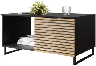 Couchtisch Tranai 100 (Farbe: Schwarz Graphit / Schwarz Graphit + Wotan Eiche)