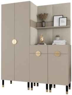 ABIKS MÖBEL Kompaktgarderobe PALERMO Set 7 Garderobe mit gepolsterten Paneelen, Industriell Design