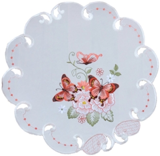matches21 HOME & HOBBY Tischdecke Tischdeckchen LUCIE Schmetterlinge & Cutouts Polyester Ø 40 cm (1-tlg), Pflegeleicht & waschbar bei 30 °C