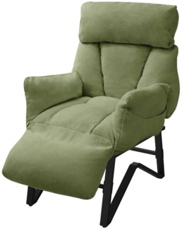 ML-DESIGN Loungesessel Wohnzimmersessel mit Armlehnen Fußablage Seitentaschen Lesesessel, Grün Sessel Fernsehsessel verstellbar Relaxsessel Leinen Ruhesessel