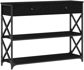 vidaXL Konsole Tisch mit Regal Schwarz Eichen-Optik 100 x 28 x 75 cm 863529