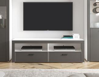 Lowboard "Modena" TV-Unterschrank 152cm weiß MDF graphit matt