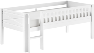 Kinderbett >Scott< mit Rollrost, 90x200 cm, in Weiß, Massivholz - 208 x 83 x 105 cm (BxHxT)