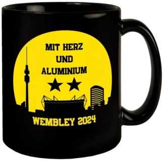 speecheese Tasse Dortmund Finale Wembley 2024 Tasse in Schwarz mit Spruch Herz und