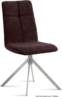 Esszimmerstuhl (2er-Set) Dorine 47x92x60 Edelstahl/Espresso