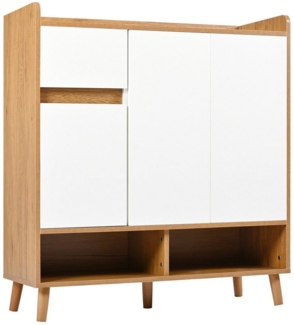 Merax Schuhschrank mit 1 Schublade, 2 Türen und Stauraum (1-St, Schuhschrank) Kommode mit verstellbaren Einlegeböden und Massivholzbeinen, B: 90cm