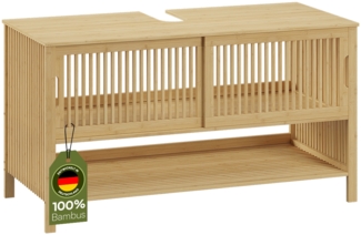 Bellamio 'Sava' Waschbeckenunterschrank, Bambus, natur, Badezimmerschrank mit 2 Ablagefächern und Schiebetüren