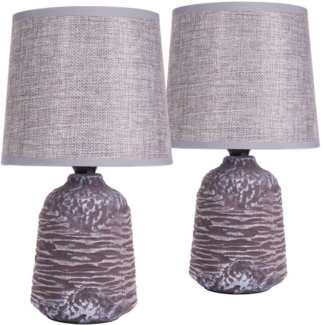 BRUBAKER Tischleuchte Nachttischlampe Steinoptik, Tischlampe, Ohne Leuchtmittel, Keramikfuß - moderne Stein Tischlampe