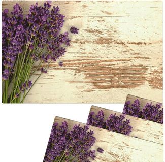 matches21 HOME & HOBBY Platzset Abwaschbare Tischsets 4er Set Vintage Lavendel Blumen, (4-St), Platzsets als Tisch-Untersetzer und Tisch-Deko für Esstisch Teller