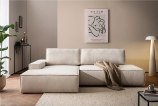 Home affaire Ecksofa SHERWOOD, Schlafsofa in L-Form offen (275cm), Cord, Leinenoptik, Schlaffunktion und Bettkasten, Kedernaht, hoher Sitz- & Liegekomfort