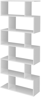 Dmora Bücherregal Alowha, Schrank mit Regalen, Bürobibliothek, 100 % Made in Italy, 80 x 25 x 192 cm, glänzend weiß,