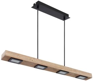 LED Hängeleuchte, Holz dunkelbraun, Glas, 3-Stufe, L 75 cm