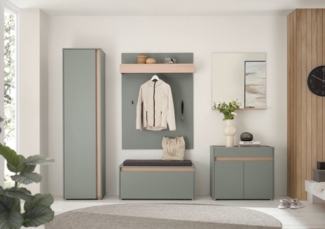 INOSIGN Garderoben-Set GIRON/CiTY, moderne Garderobe, Komplettset mit viel Stauraum, (Komplett-Set, 5-St), enthält Schrank, Kommode, Spiegel, Paneel & Schuhbank +Sitzkissen