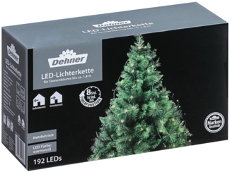 Dehner LED-Lichterkette LED Lichterkette für Weihnachtsbäume, 192 LEDs, mit warmweißem Licht, Länge 180 cm, 3.6 W, Schutzklasse II/IP44