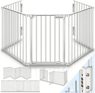 KIDUKU Kaminschutzgitter 300 cm Grau Baby Absperrgitter Ofenschutzgitter Laufstall Türschutzgitter