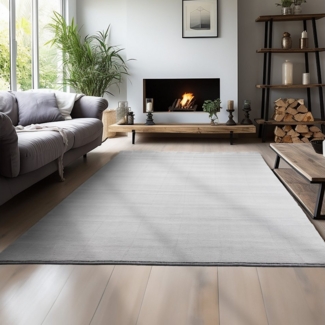 Teppium Teppich Unicolor - Einfarbig, Rechteckig, Höhe: 7 mm, Kurzflor Rund Teppich Anti-Rutsch Rückseite Waschbar Flauschiger