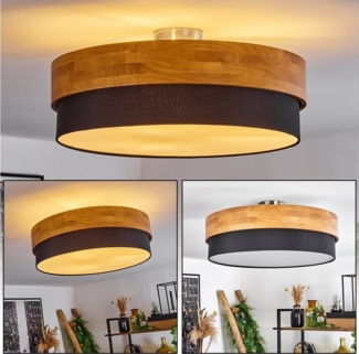 hofstein Deckenleuchte »Campitello« Deckenlampe, Metall/Holz/Stoff, Nickel-matt/Natur, ohne Leuchtmittel, Leuchte im skandinavischen Design, Ø47, 5cm, 3xE27, Schwarz, Weiß
