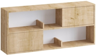 Calicosy Hängeregal mit 2 Türen und 2 offenen Fächern Holzdekor Eiche B120 cm – LYA - Helles Holz