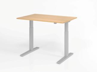 Sitz-Steh-Schreibtisch elektrisch 120x80 cm Eiche/Silber