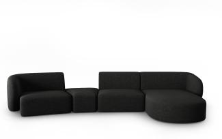 Micadoni Modulares Sofa Shane 5-Sitzer Rechts Chenille Schwarz Melange