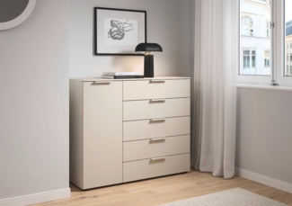 LeGer Home by Lena Gercke Kommode Kommode Sideboard Schubladen Türenkommode SERINA eleganter Eyecatcher, mit 5 Schubkästen und 1 Tür sowie Metallgriffen MADE IN GERMANY
